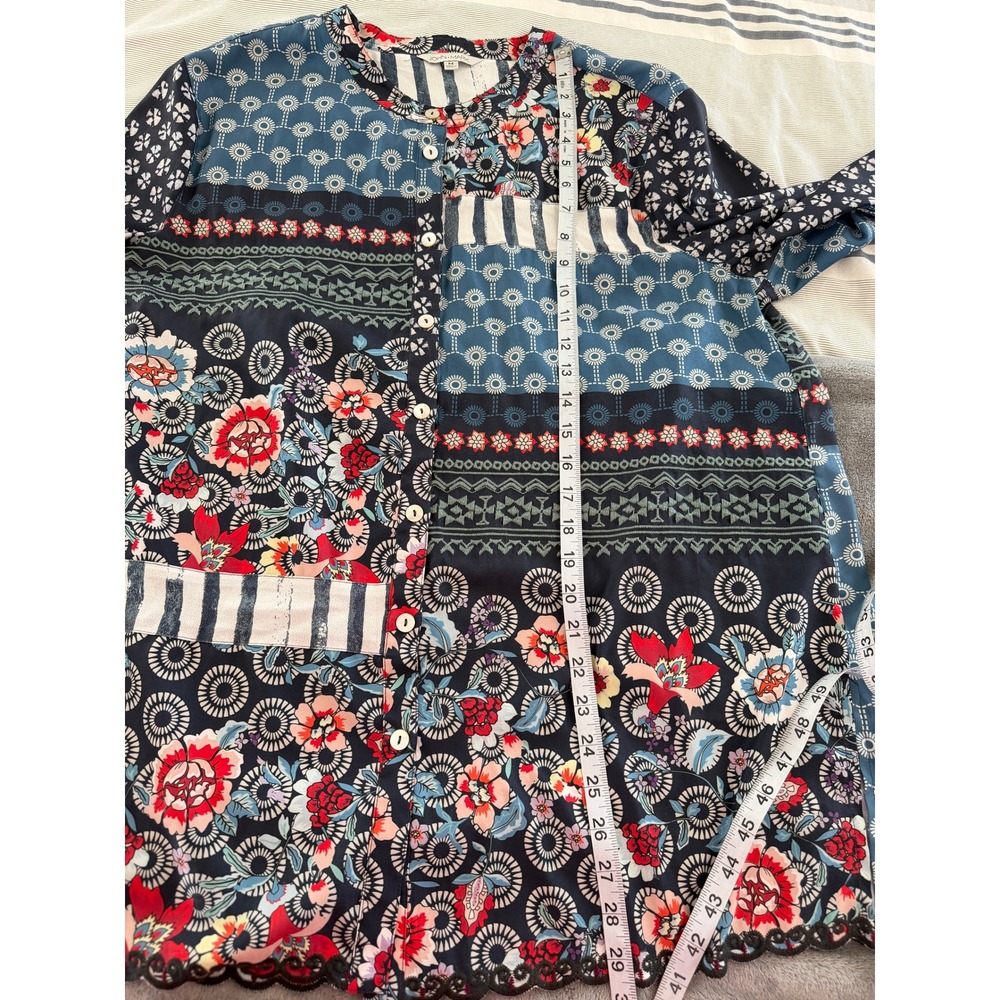 John Mark Women Mixed Print Patchwork Button Fron… - image 3
